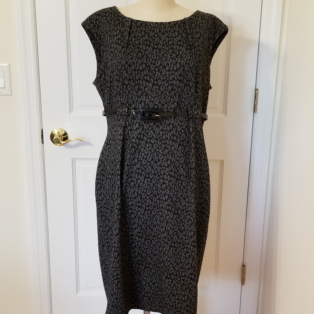 Calvin Klein Black and Grey Leopard Print Dress